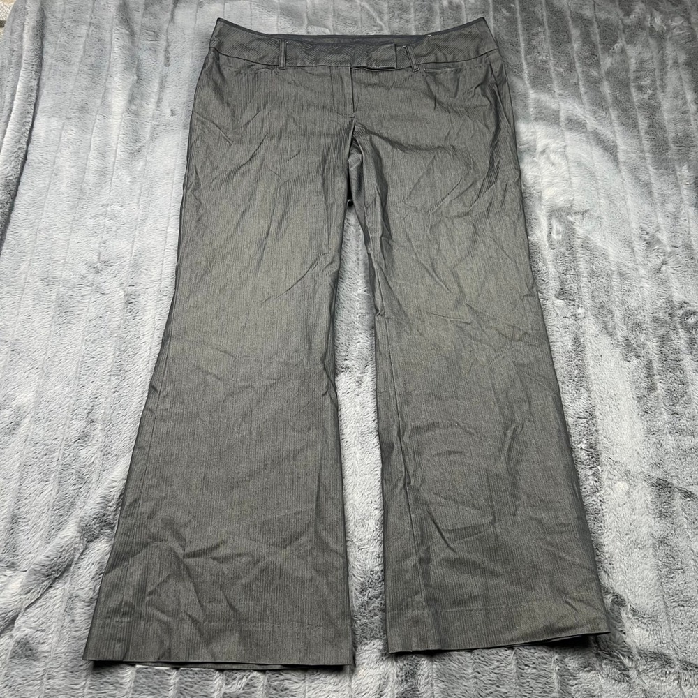 Ann Taylor LOFT Marisa Grey Herringbone Wide Leg Career Pants Petite 12P